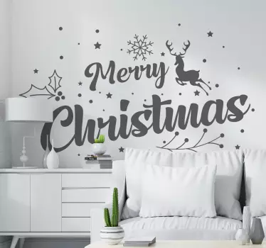 Kerststickers Vrolijke kerstsamenstelling - TenStickers