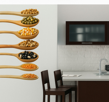 Keuken muursticker houten lepelset - TenStickers