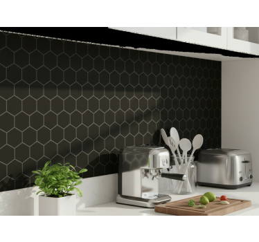 Keuken muursticker matte zwarte honingraat - TenStickers