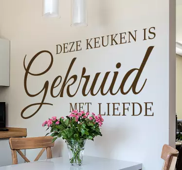 Muursticker keuken gekruid met liefde - TenStickers
