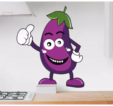 Keuken stickers Grappige aubergine cartoon - TenStickers