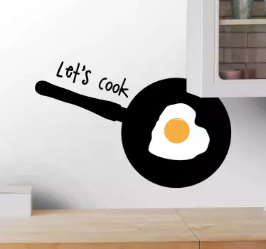 Keuken stickers Laten we koken met gebakken ei - TenStickers
