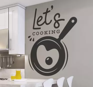 Muursticker keuken koekenpan met ei - TenStickers