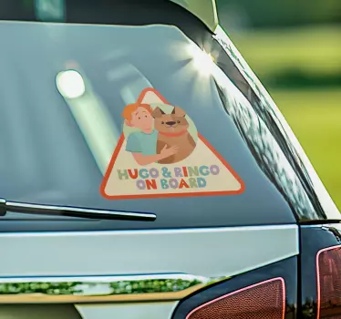 Kind en hond aan boord auto sticker - TenStickers