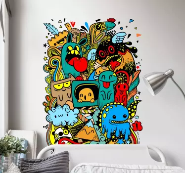 Kleine muurstickers Abstracte monster graffiti - TenStickers