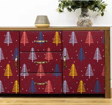 Kerst sticker kleurrijk dennenboom patroon - TenStickers