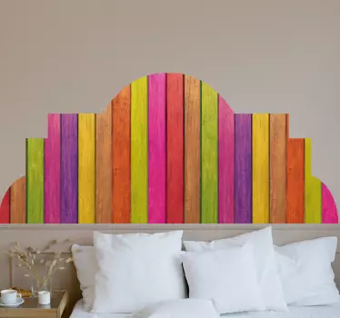 Kleurrijk houten paneel sticker bed hoofdeinde - TenStickers