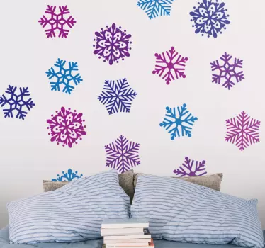 Kerst sticker kleurrijk sneeuwvlokkenpatroon - TenStickers