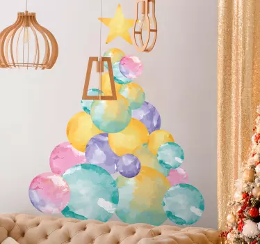 Kerst sticker kleurrijke ballen ornamenten - TenStickers