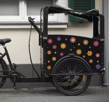 Fietssticker Kleurrijke bloemen oranje roze paars - TenStickers