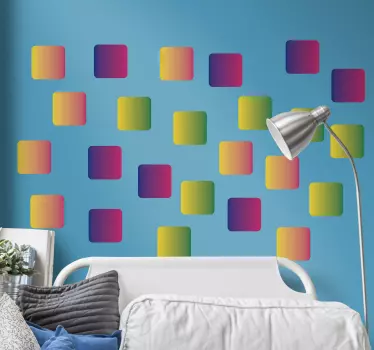 Kleurrijke gradiëntvierkanten sticker geometrische vormen - TenStickers