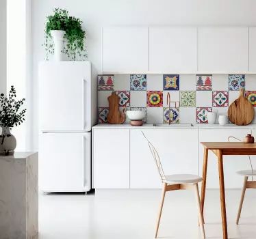 Kleurrijke ornamentele keukentegels Muursticker - TenStickers