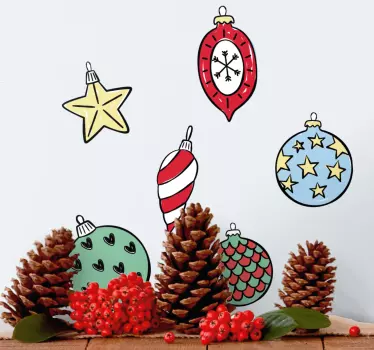 Kerst sticker kleurrijke feestdecoraties - TenStickers