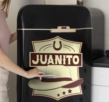 Koelkast stickers Cowboyhoed met naam - TenStickers