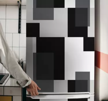 Koelkast stickers Zwart-witte kleurblokken - TenStickers
