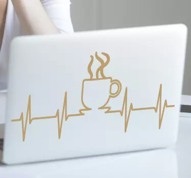 Koffie op de lifeline laptop sticker - TenStickers