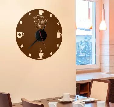 Klok sticker koffie tijd - TenStickers