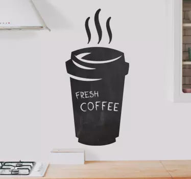 Koffiekopje illustratie krijtbord sticker - TenStickers