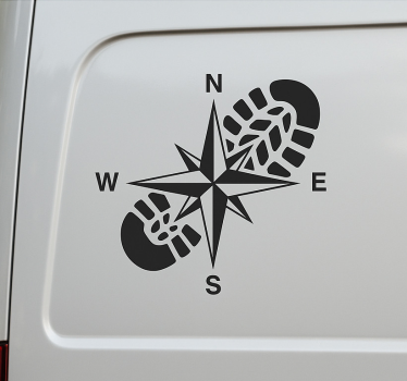 Kompasroos schoen caravan sticker - TenStickers