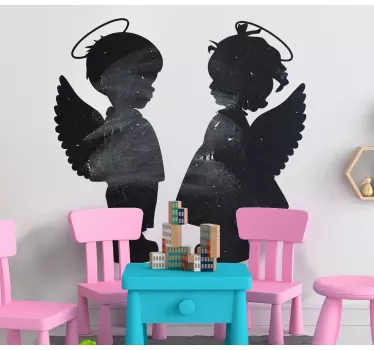 Krijtbord sticker engel silhouetten paar - TenStickers