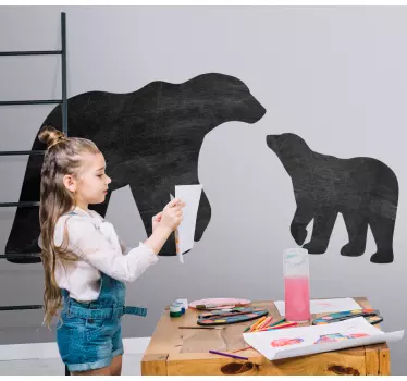 Krijtbord sticker speelse beren silhouetten - TenStickers