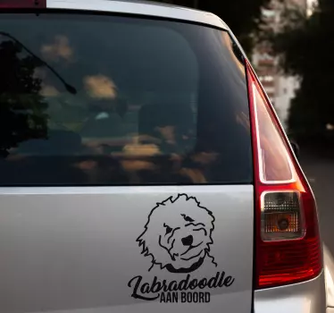 Sticker voor op auto labradoodle aan boord silhouet - TenStickers