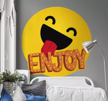 Lachend gezicht grafisch sticker bed hoofdeinde - TenStickers