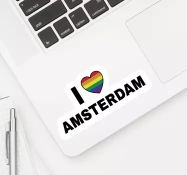 Muurstickers tekst I love amsterdam gayflag - TenStickers