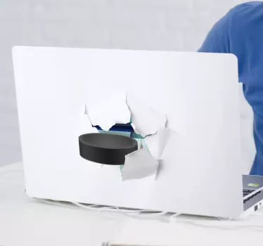 Muurstickers sport Laptop hockey puck - TenStickers