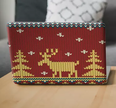 Laptop skin kerst borduurwerk - TenStickers