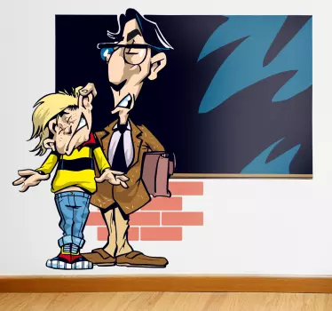 Leraar ondeugende leerling sticker - TenStickers