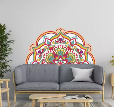 Levendig mandala-motief sticker bed hoofdeinde - TenStickers