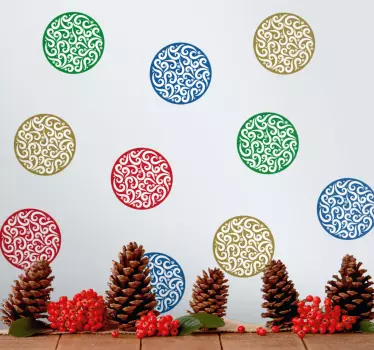 Kerst sticker levendige circulaire motieven - TenStickers
