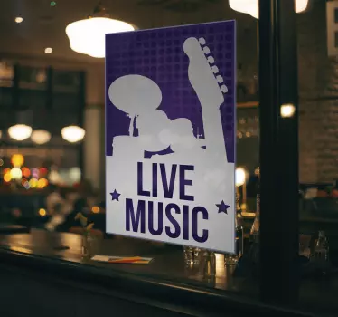 Live muziek optreden bord etalage sticker - TenStickers