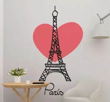 Locatie sticker eiffel tower hart - TenStickers