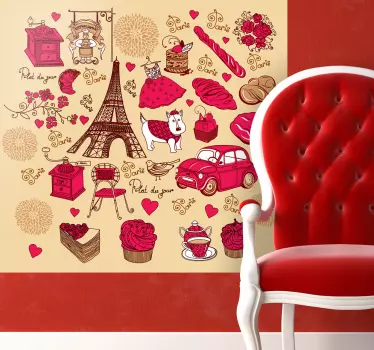 Locatie sticker eiffeltoren illustraties - TenStickers