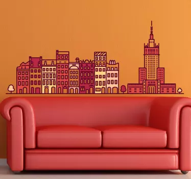 Locatie sticker gestileerde stedelijke skyline - TenStickers
