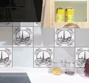 Locatie sticker historische bezienswaardigheden illustraties - TenStickers