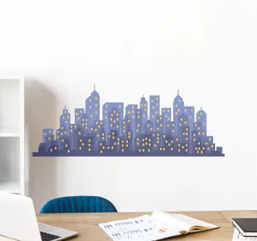 Locatie sticker stadsgezicht silhouet - TenStickers