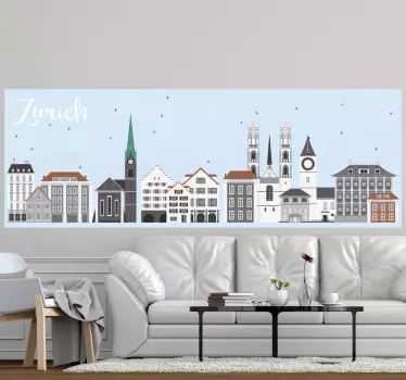 Locatie sticker zürich skyline illustratie - TenStickers