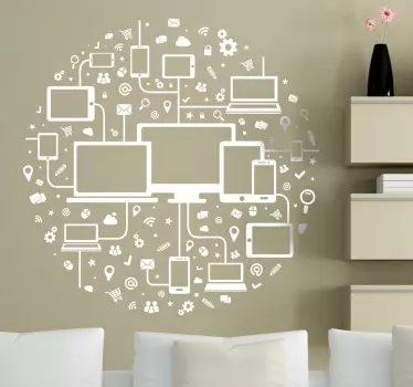 Media cirkel technologie sticker - TenStickers