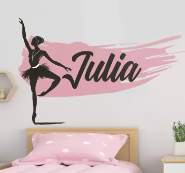Meisjes ballet met naam dans zelfklevende muursticker - TenStickers