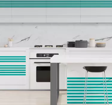 Meubel sticker horizontale blauwe lijnen - TenStickers