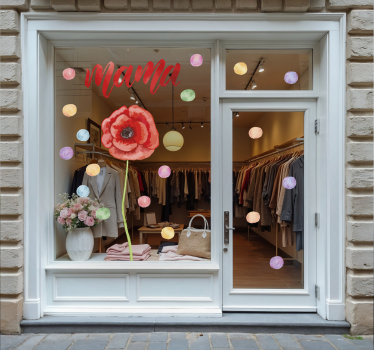 Moeder met rode klaproos etalage sticker - TenStickers