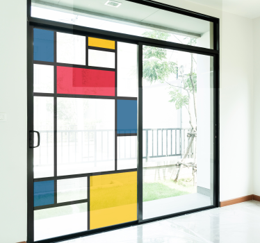 Woonkamer raamsticker mondriaan kunst - TenStickers