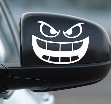 Autosticker monsterface voor achteruitkijkspiegel - TenStickers