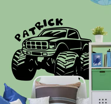 Monster truck met naam autosticker muursticker kinderkamer - TenStickers