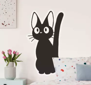 Muursticker Anime zwarte kat - TenStickers