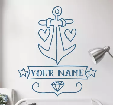 Muursticker Anker met jou naam! - TenStickers