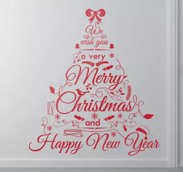 Muursticker Beste Wensen In Vorm Van Kerstboom - TenStickers